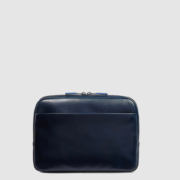 Leather iPad® mini Crossbody Bag with AirPods® Pocket - Night blue - photo 3