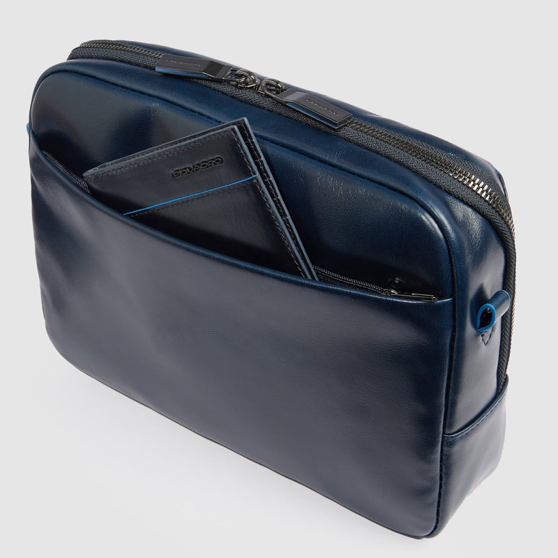 Leather iPad® mini Crossbody Bag with AirPods® Pocket - Night blue - photo 4