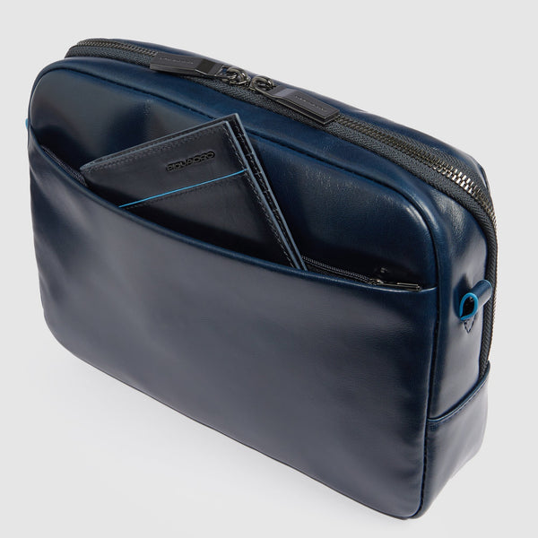 Leather iPad® mini Crossbody Bag with AirPods® Pocket - Night blue - photo 7