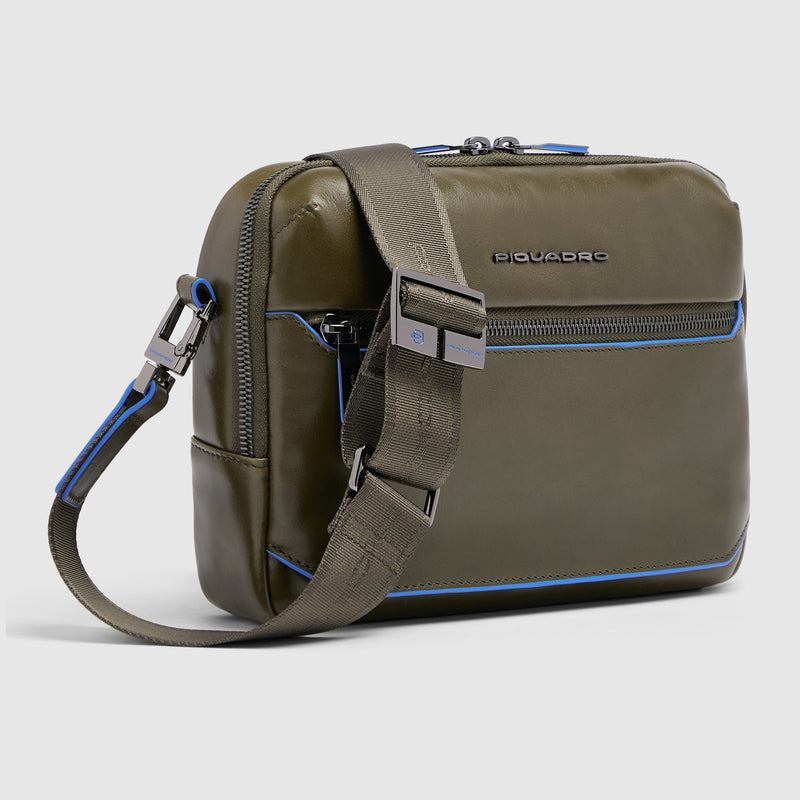 Leather iPad® mini Crossbody Bag with AirPods® Pocket - Olive green - photo 2
