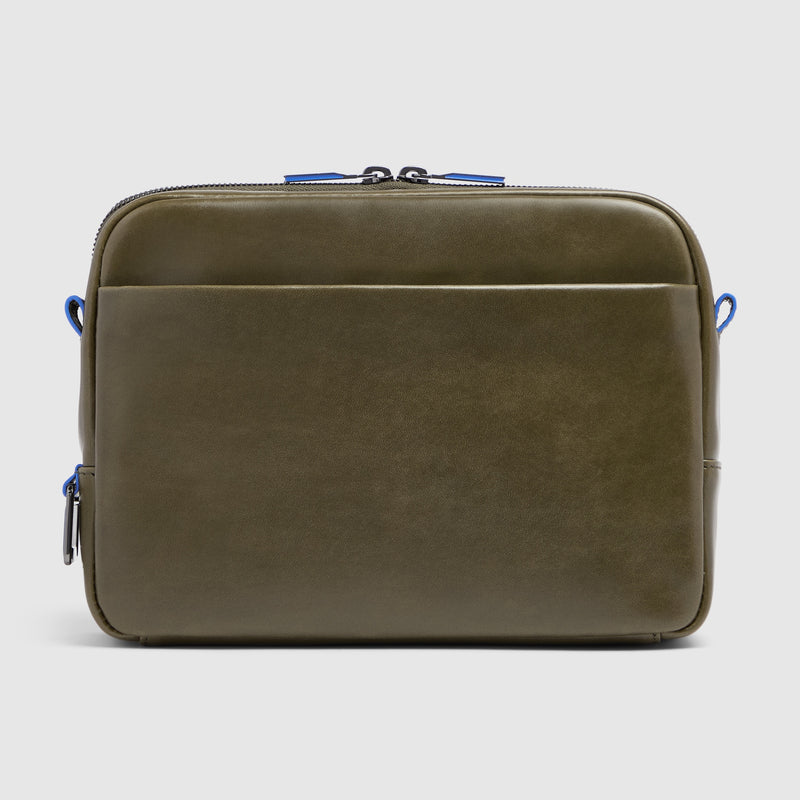 Leather iPad® mini Crossbody Bag with AirPods® Pocket - Olive green - photo 3