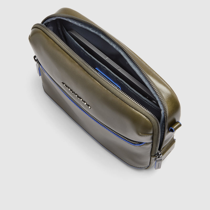 Leather iPad® mini Crossbody Bag with AirPods® Pocket - Olive green - photo 4