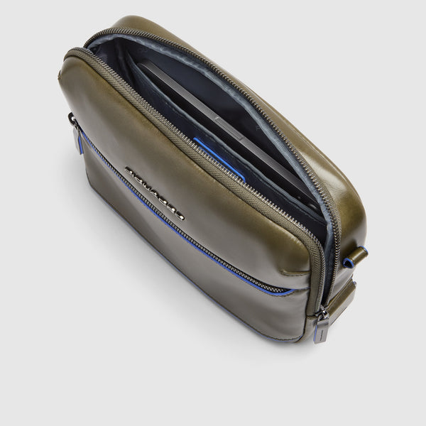 Leather iPad® mini Crossbody Bag with AirPods® Pocket - Olive green - photo 4