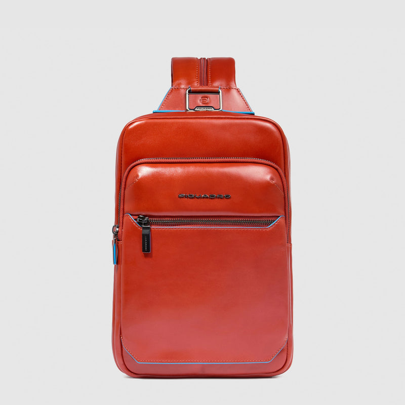 Leather Sling Bag Convertible to Backpack - Orange