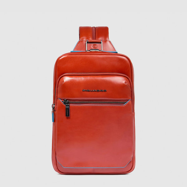 Leather Sling Bag Convertible to Backpack - Orange
