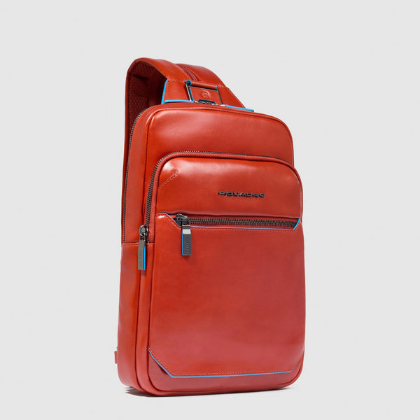 Leather Sling Bag Convertible to Backpack - Orange - photo 2