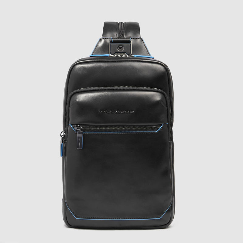 Leather Sling Bag Convertible to Backpack - Black