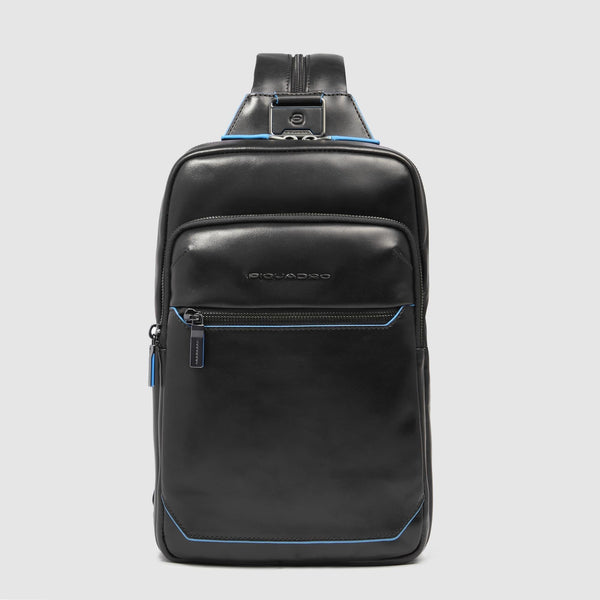 Leather Sling Bag Convertible to Backpack - Black