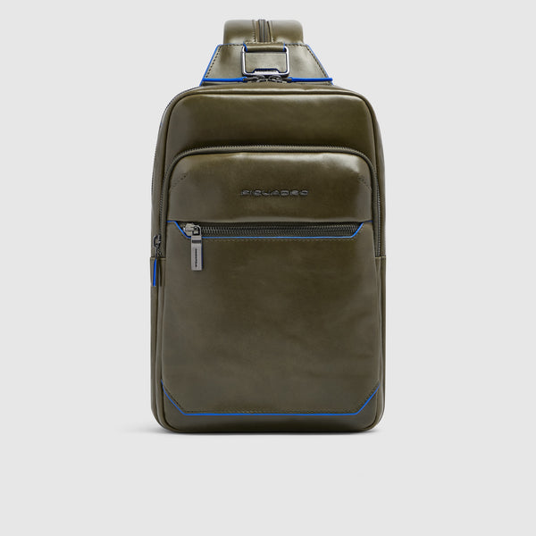 Leather Sling Bag Convertible to Backpack - Olive green