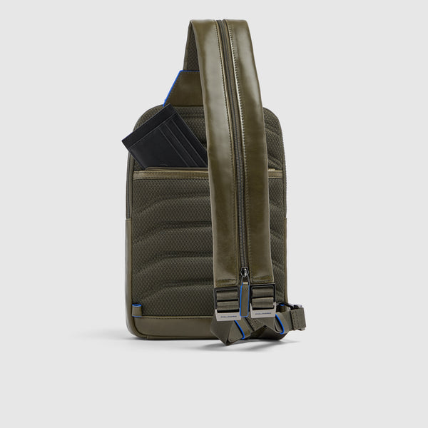 Leather Sling Bag Convertible to Backpack - Olive green - photo 3