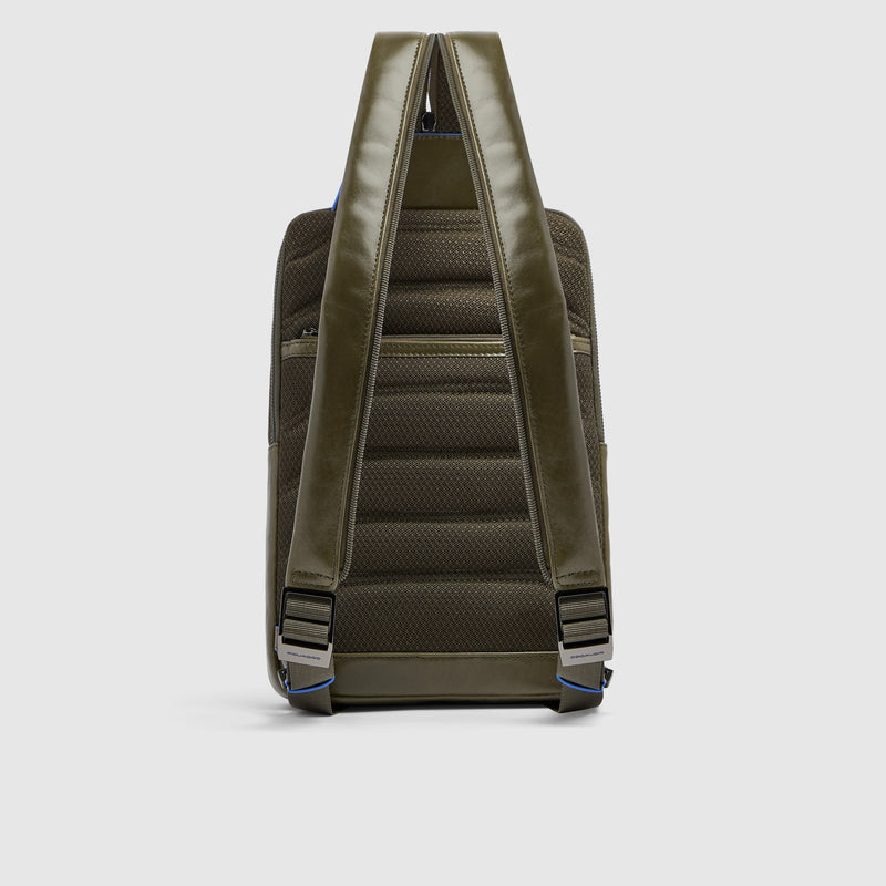 Leather Sling Bag Convertible to Backpack - Olive green - photo 4