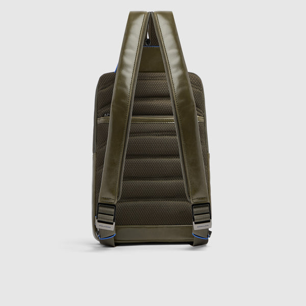 Leather Sling Bag Convertible to Backpack - Olive green - photo 4