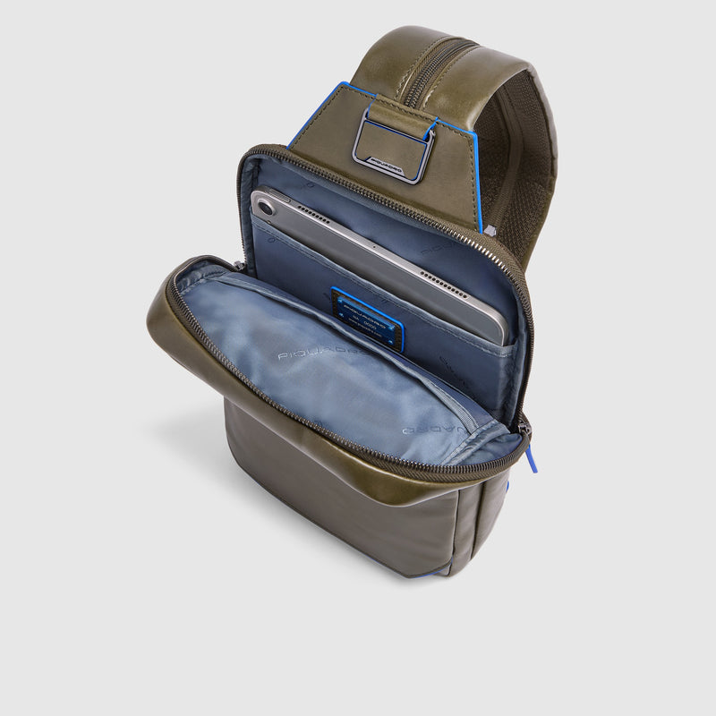 Leather Sling Bag Convertible to Backpack - Olive green - photo 5
