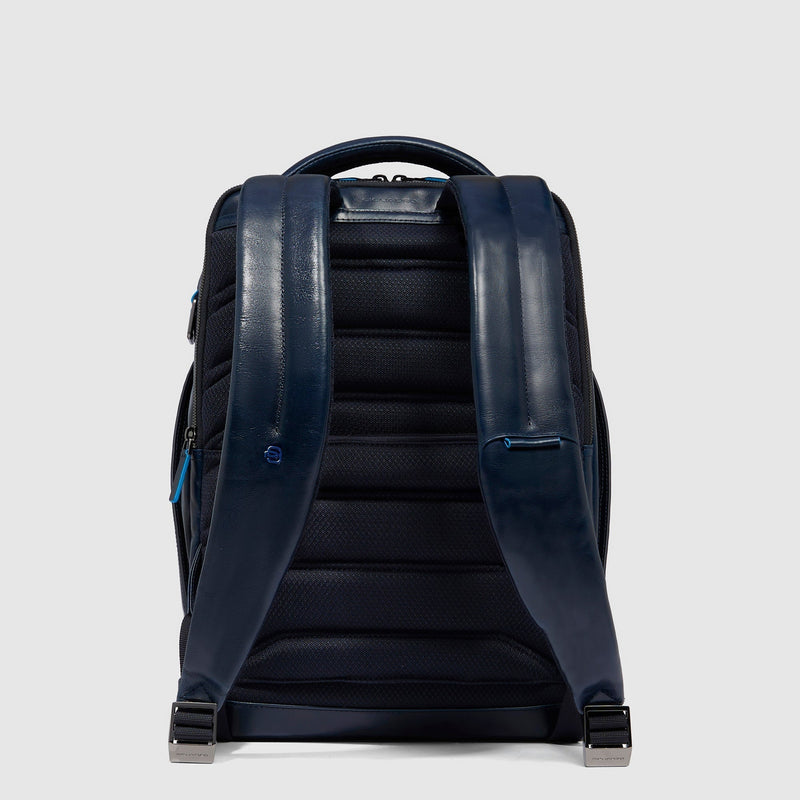 Leather Laptop Backpack 14" Blue Square, Cable Lock