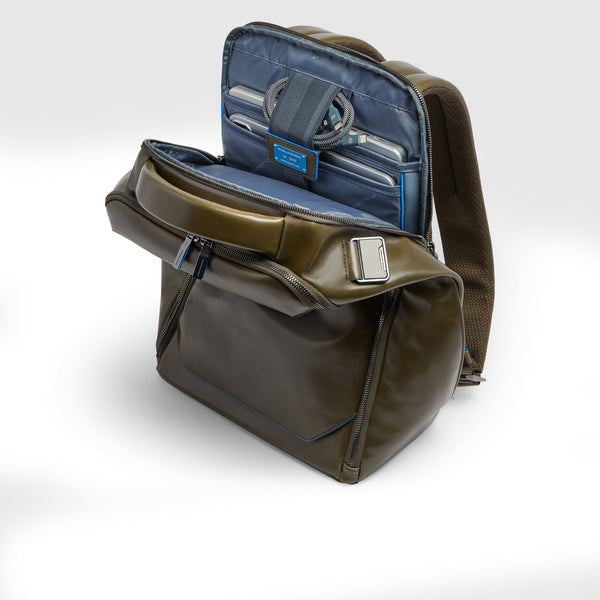 Leather Laptop Backpack 14" Blue Square, Cable Lock - Olive green - photo 4