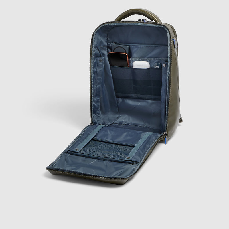 Leather Laptop Backpack 14" Blue Square, Cable Lock - Olive green - photo 5