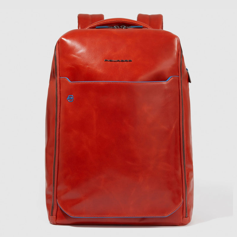 Leather Laptop Backpack 15.6" Blue Square - Orange