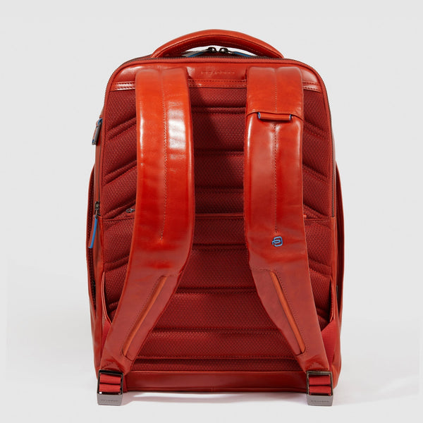 Leather Laptop Backpack 15.6" Blue Square - Orange - photo 3