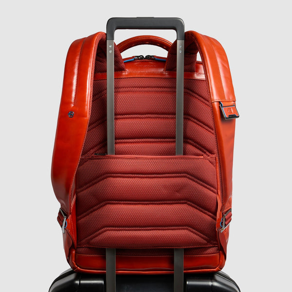 Leather Laptop Backpack 15.6" Blue Square - Orange - photo 7