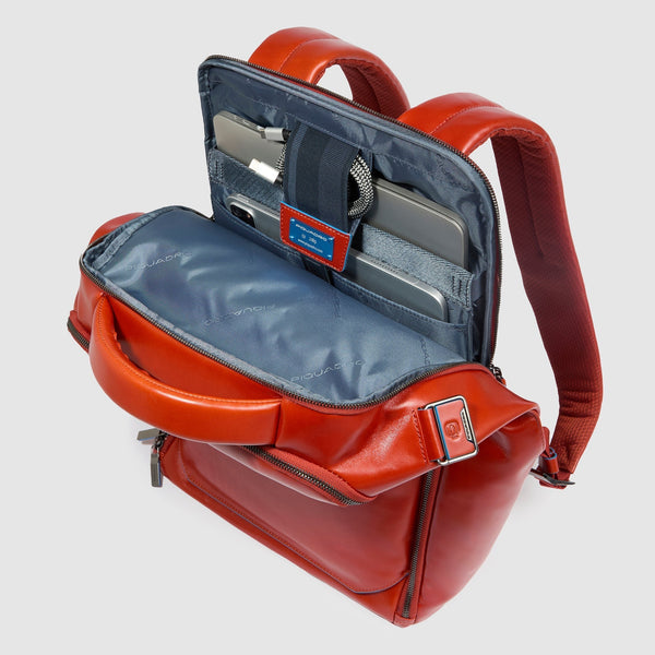Leather Laptop Backpack 15.6" Blue Square - Orange - photo 9