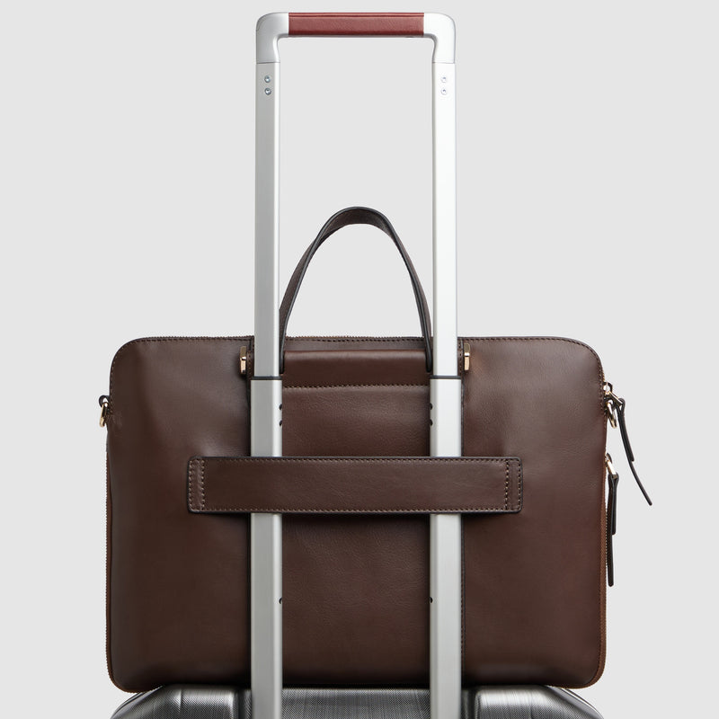 Expandable Leather Work Bag for 14" Laptop - Dark walnut suede - photo 3
