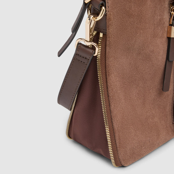 Expandable Leather Work Bag for 14" Laptop - Dark walnut suede - photo 5