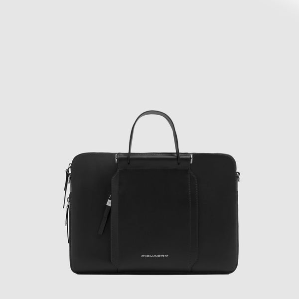 Expandable Leather Work Bag for 14" Laptop - Black