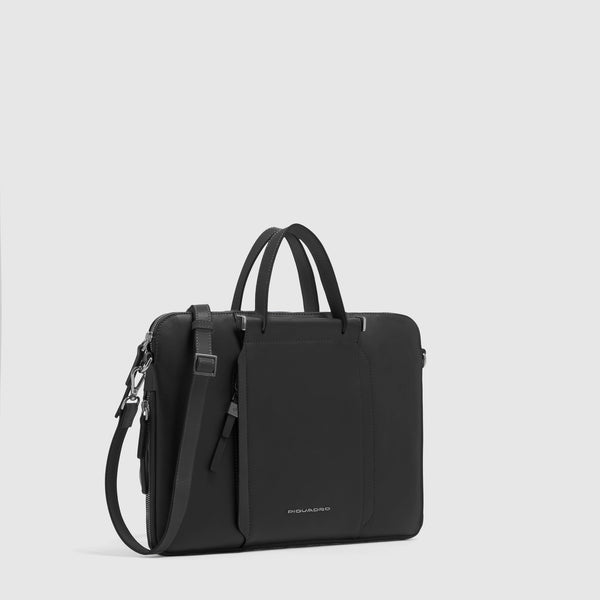 Expandable Leather Work Bag for 14" Laptop - Black - photo 2
