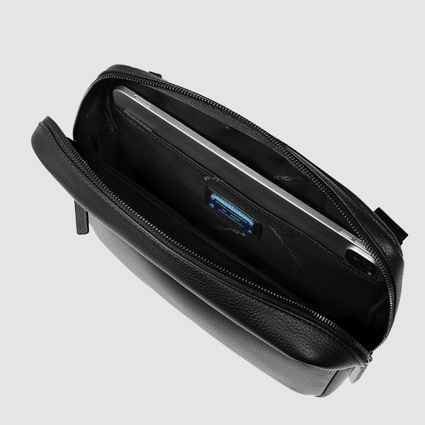 Leather Crossbody Bag for iPad® with RFID Protection - Black - photo 4
