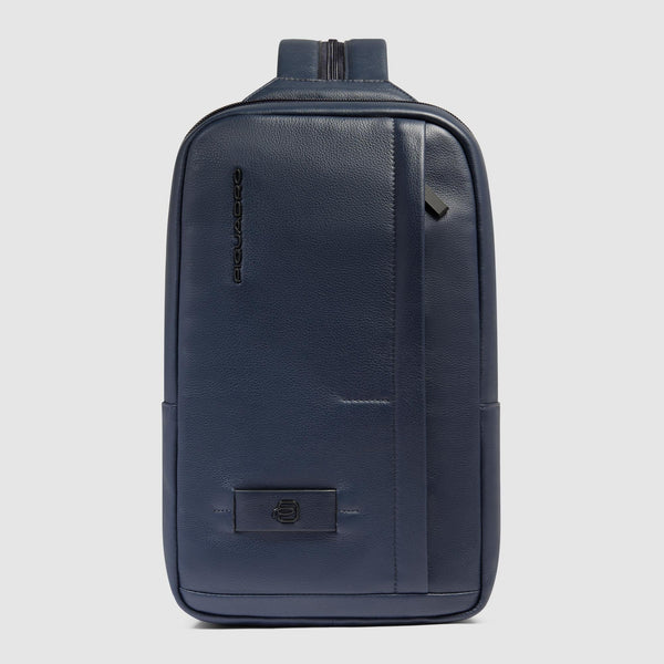 Leather Sling Bag for 11" iPad® with Anti-Theft Zips - Blue