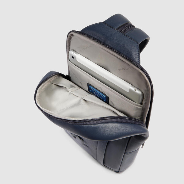Leather Sling Bag for 11" iPad® with Anti-Theft Zips - Blue - photo 4