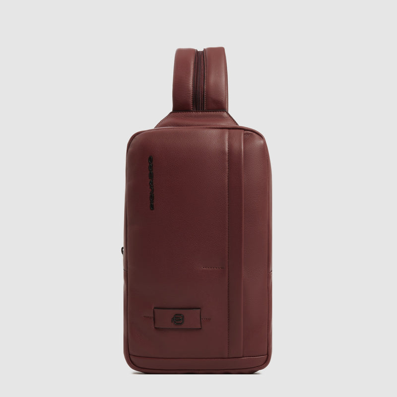 Leather Sling Bag for 11" iPad® with Anti-Theft Zips - Leather brown