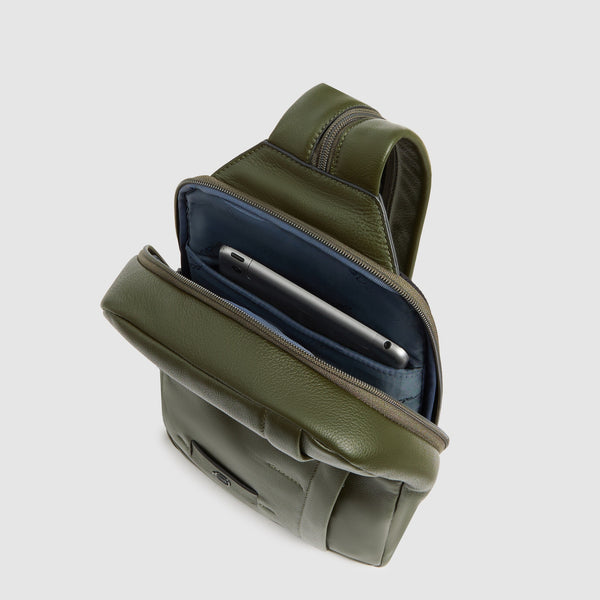 Leather Sling Bag for 11" iPad® with Anti-Theft Zips - Green - photo 4