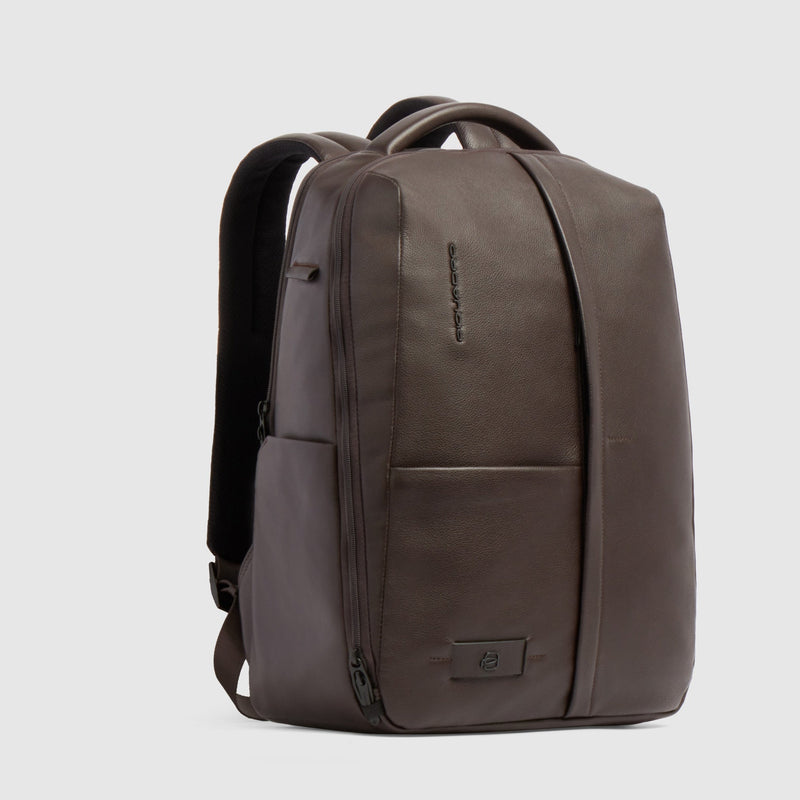 Leather 15.6" Laptop Backpack with Anti-Theft Zips - Dark brown - photo 2