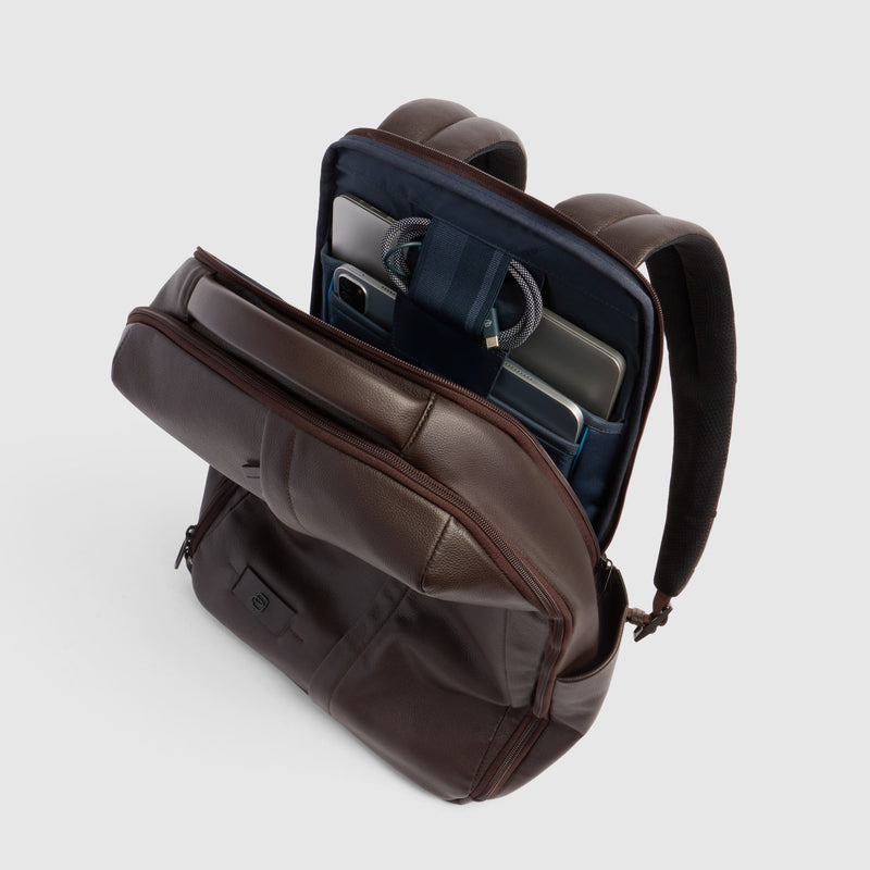 Leather 15.6" Laptop Backpack with Anti-Theft Zips - Dark brown - photo 4