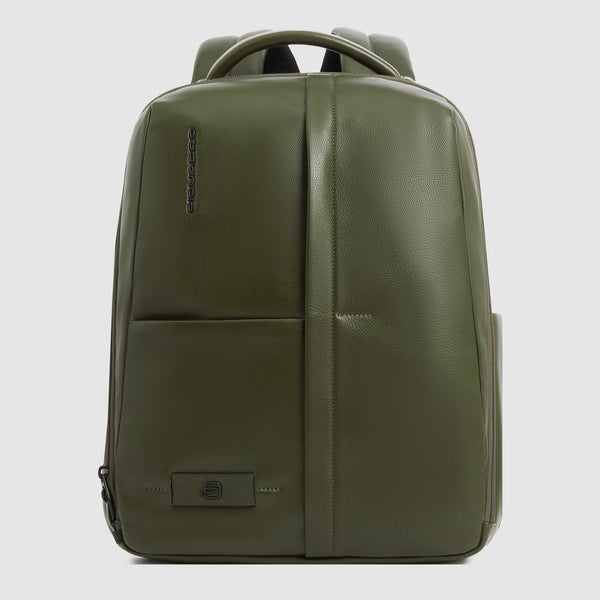 Leather 15.6" Laptop Backpack with Anti-Theft Zips - Green