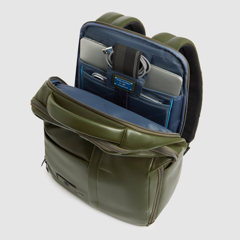 Leather 15.6" Laptop Backpack with Anti-Theft Zips - Green - photo 4