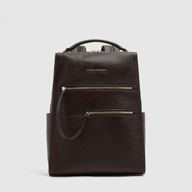 Women's Leather Laptop Backpack 14" Patricia - Brown