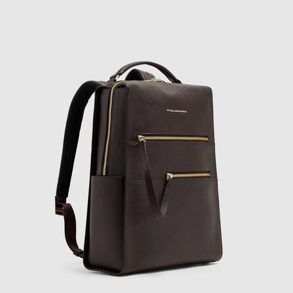 Women's Leather Laptop Backpack 14" Patricia - Brown - photo 2