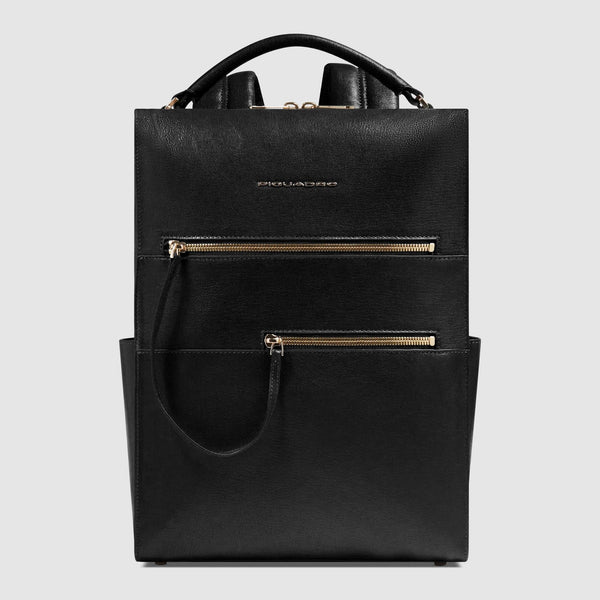 Women's Leather Laptop Backpack 14" Patricia - Black