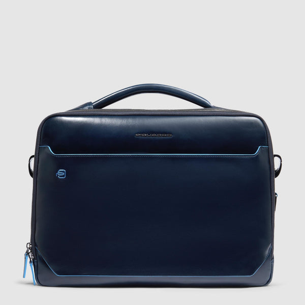 Leather Laptop Bag 15.6" with Retractable Handle - Night blue