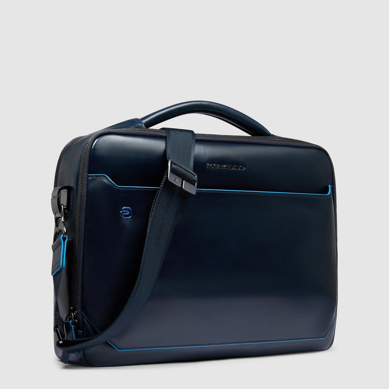 Leather Laptop Bag 15.6" with Retractable Handle - Night blue - photo 2