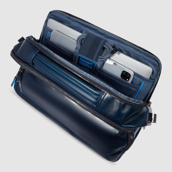 Leather Laptop Bag 15.6" with Retractable Handle - Night blue - photo 4