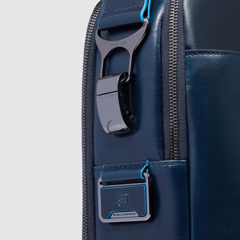 Leather Laptop Bag 15.6" with Retractable Handle - Night blue - photo 6