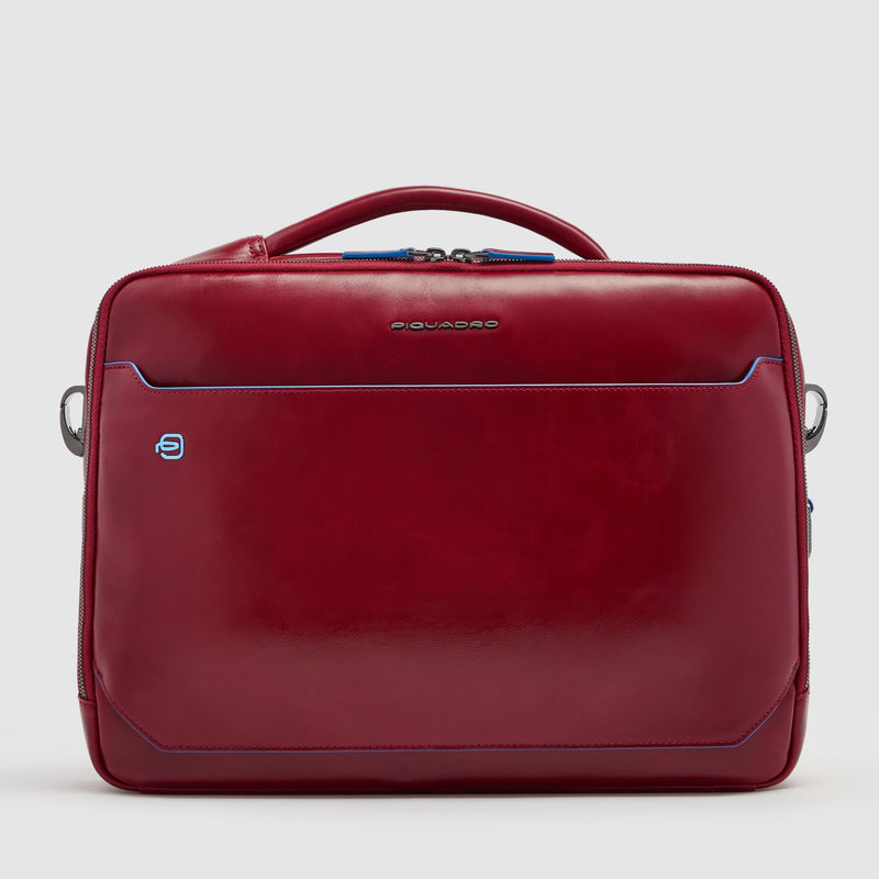 Leather Laptop Bag 15.6" with Retractable Handle - Red