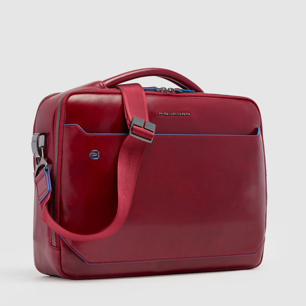 Leather Laptop Bag 15.6" with Retractable Handle - Red - photo 2