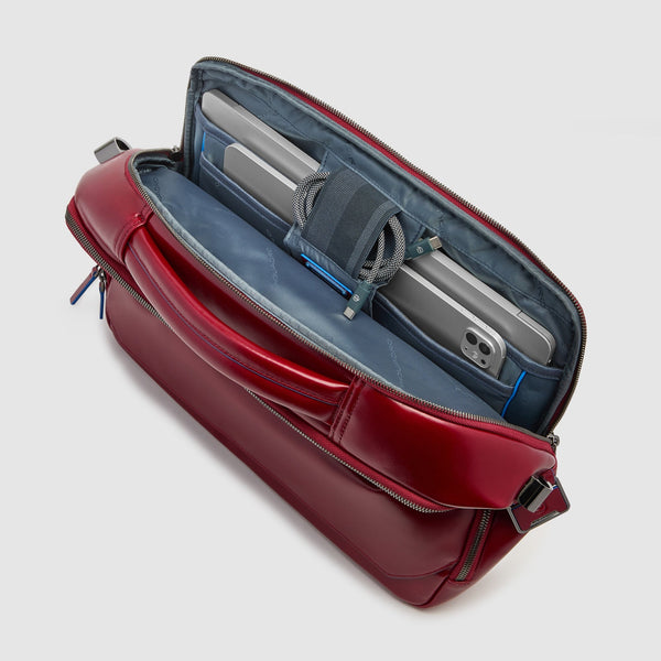 Leather Laptop Bag 15.6" with Retractable Handle - Red - photo 4