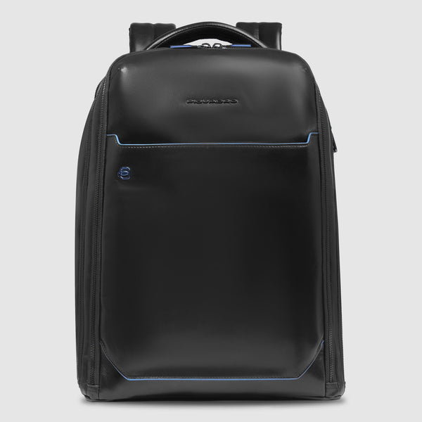 Leather Backpack with External 15.6" Laptop Pocket - Black