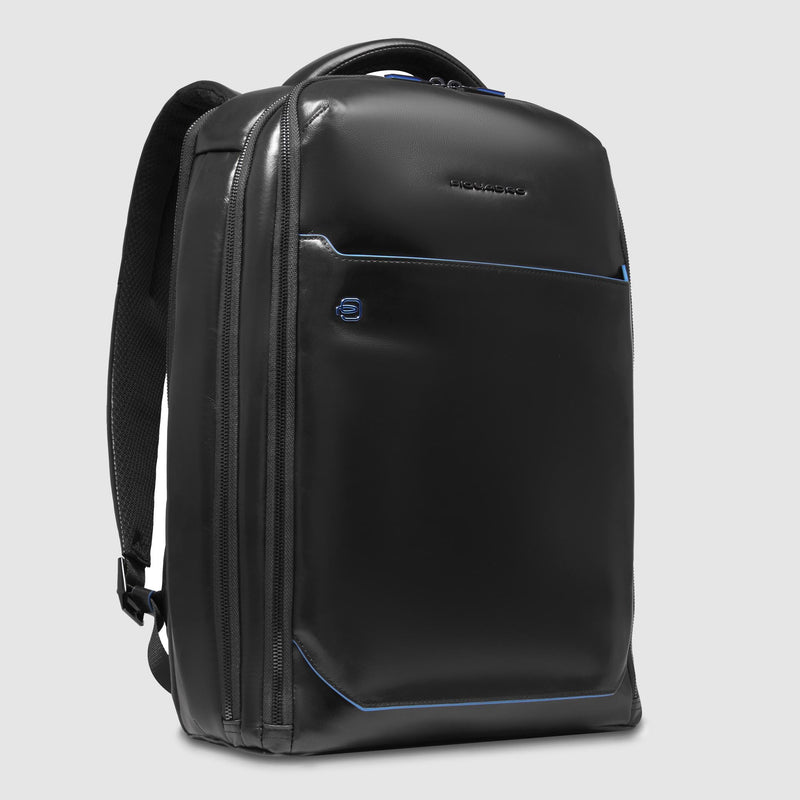 Leather Backpack with External 15.6" Laptop Pocket - Black - photo 2