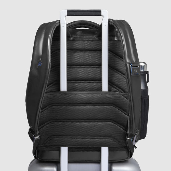 Leather Backpack with External 15.6" Laptop Pocket - Black - photo 3